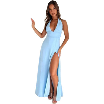 Robe de soirée pour femmes avec décolleté en V profond et fente latérale Chic und Stil