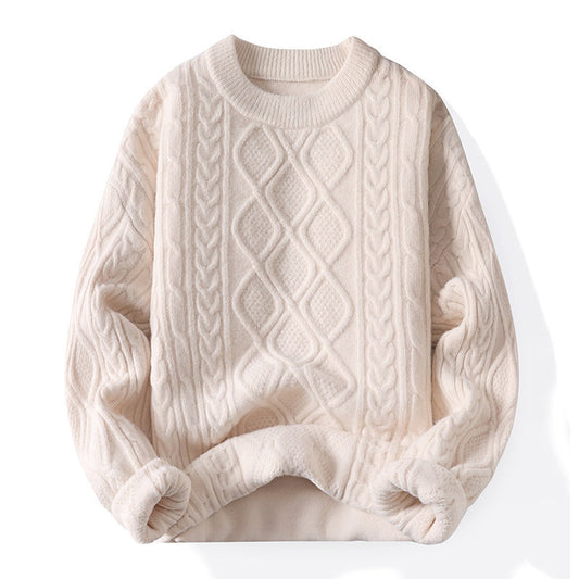 Pull-over en maille épaisse pour femmes avec un motif de torsade contemporain et un col rond classique Chic und Stil