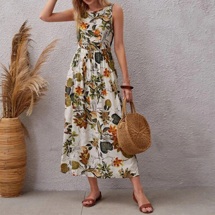 Robe maxi pour femmes avec design floral et ourlet flottant Chic und Stil