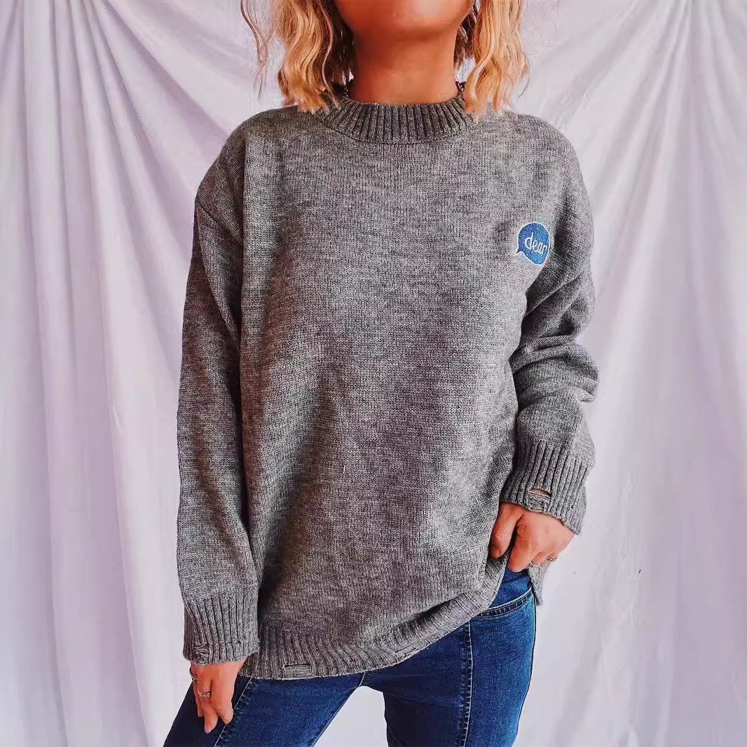 Pull femme avec motifs brodés colorés et coupe décontractée Chic und Stil