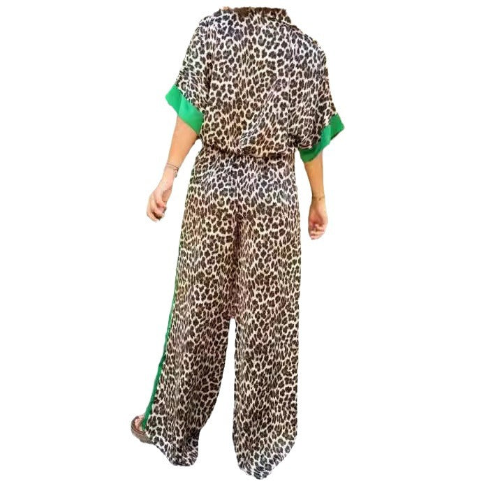 Dames élégant combinaison en imprimé léopard avec jambes larges et coupe décontractée Chic und Stil