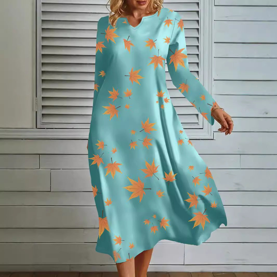 Robe maxi femme avec décolleté en V et imprimé floral Chic und Stil