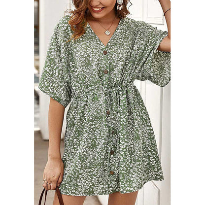 Robe à boutons montée pour femmes à motif floral Chic und Stil