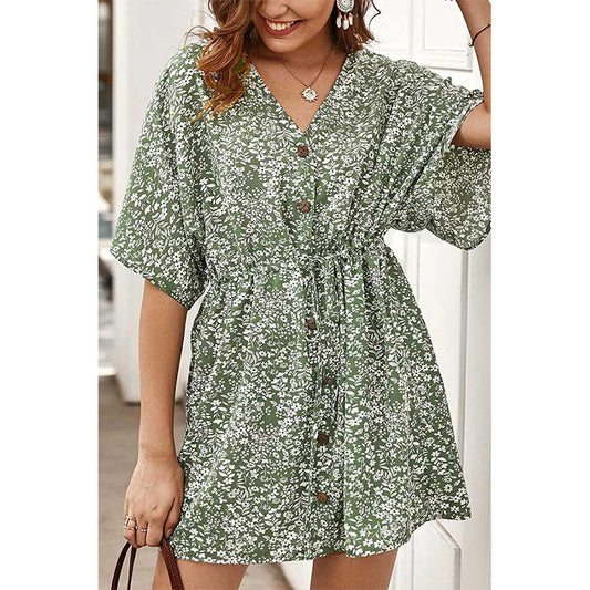 Robe à boutons montée pour femmes à motif floral Chic und Stil