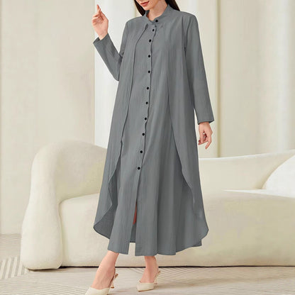 Robe midi pour femmes avec coupe fluide et patte de boutonnage Chic und Stil