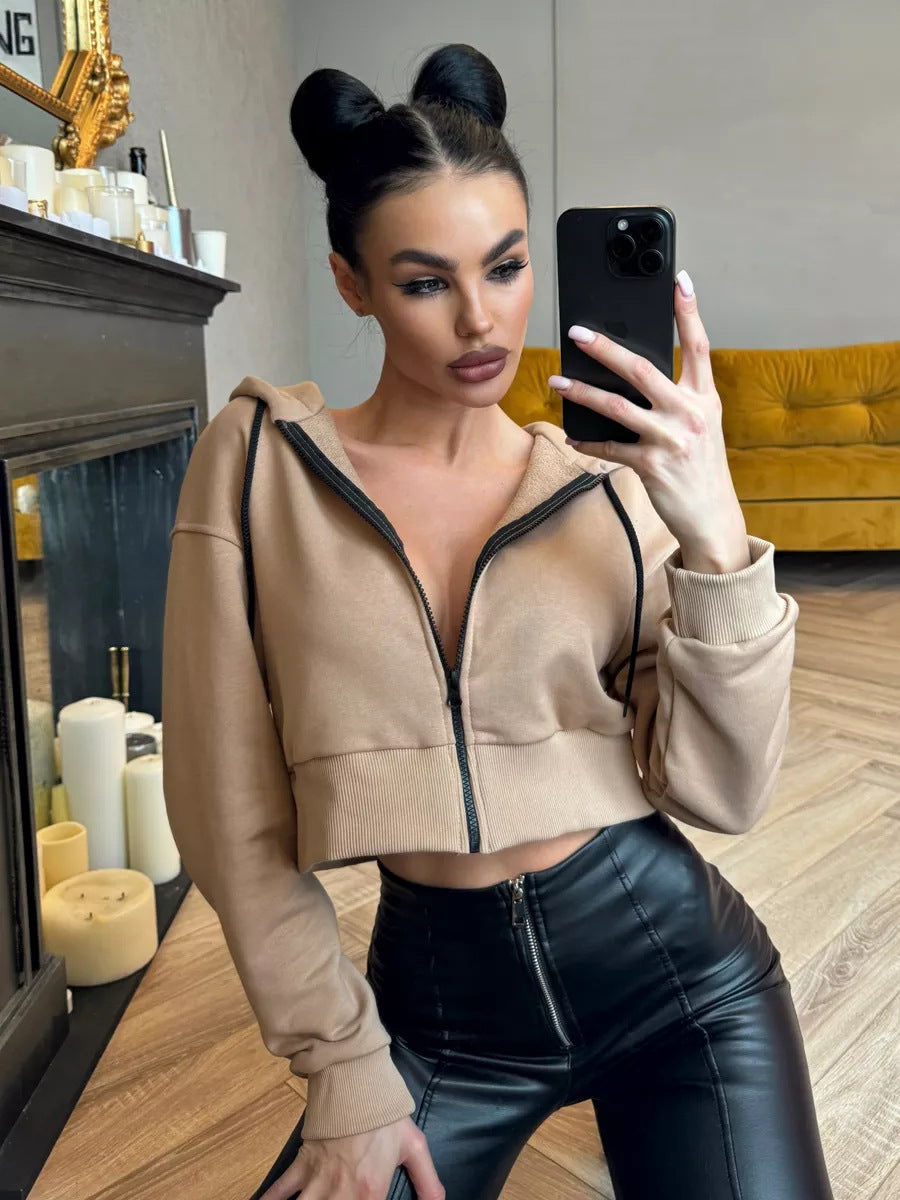 Dames hoodie court à la mode Chic und Stil