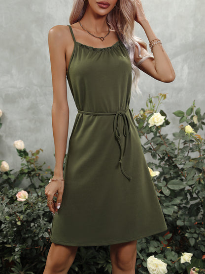 Robe d'été sans manches pour femmes avec cordon de taille ajustable Chic und Stil
