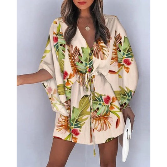 Robe portefeuille à motif floral pour femmes avec ceinture Chic und Stil