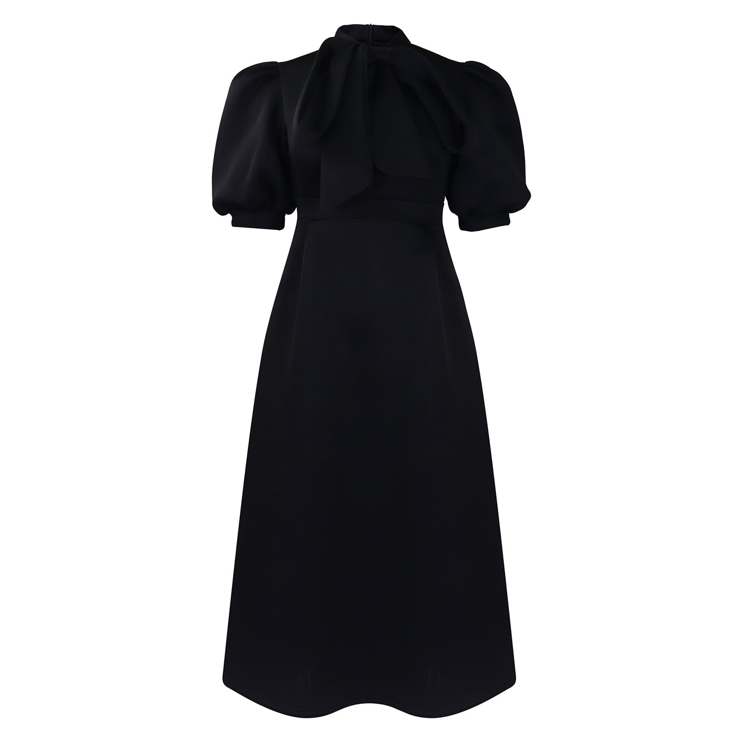 Robe midi femme avec un élégant noeud et des manches bouffantes Chic und Stil