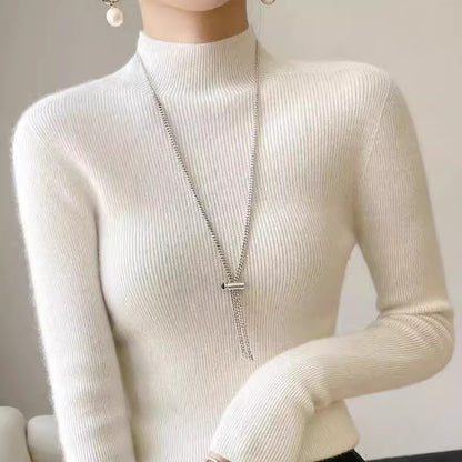 Pull en col roulé élégant pour femmes en laine fine Chic und Stil