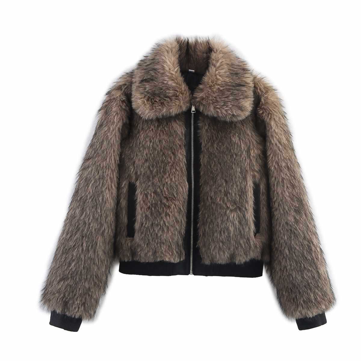Dames fausse fourrure veste avec doublure intérieure de haute qualité et col à la mode Chic und Stil