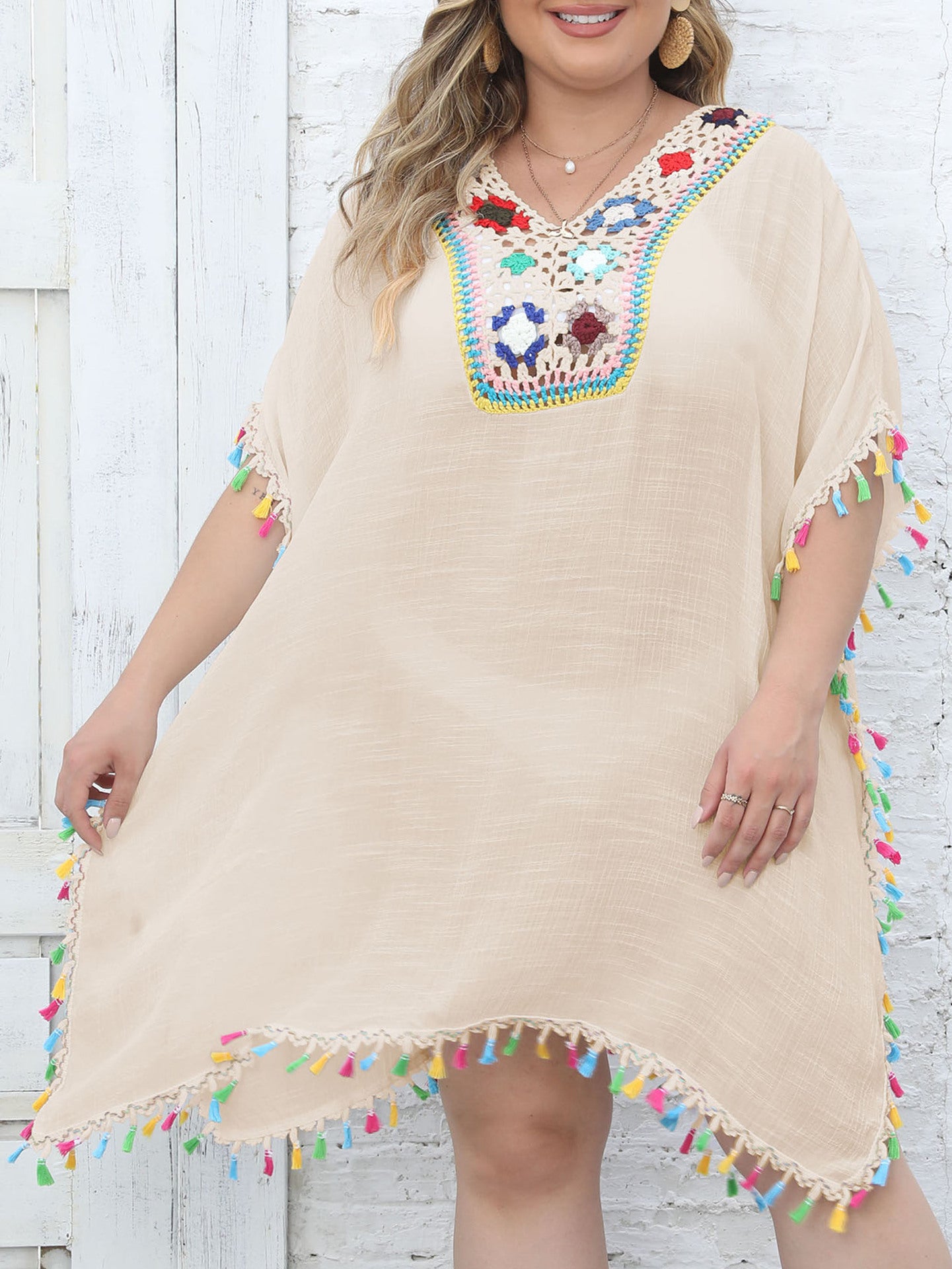 Robe de plage brodée à franges pour femmes Chic und Stil
