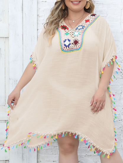 Robe de plage brodée à franges pour femmes Chic und Stil