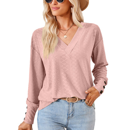 Blouse à manches longues pour femme avec un décolleté en V raffiné et un design structuré Chic und Stil