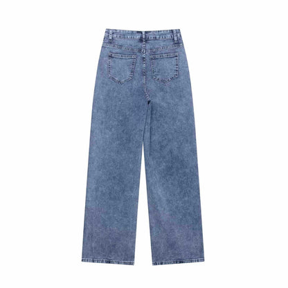 Dames décontractées jeans taille haute avec des détails de patch tendance Chic und Stil