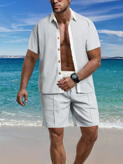 Homme ensemble de chemise à manches courtes décontractée et de shorts au design structuré Chic und Stil