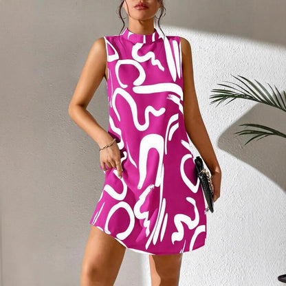 Robe mini A-lignes pour femmes avec motif graphique moderne et col montant Chic und Stil