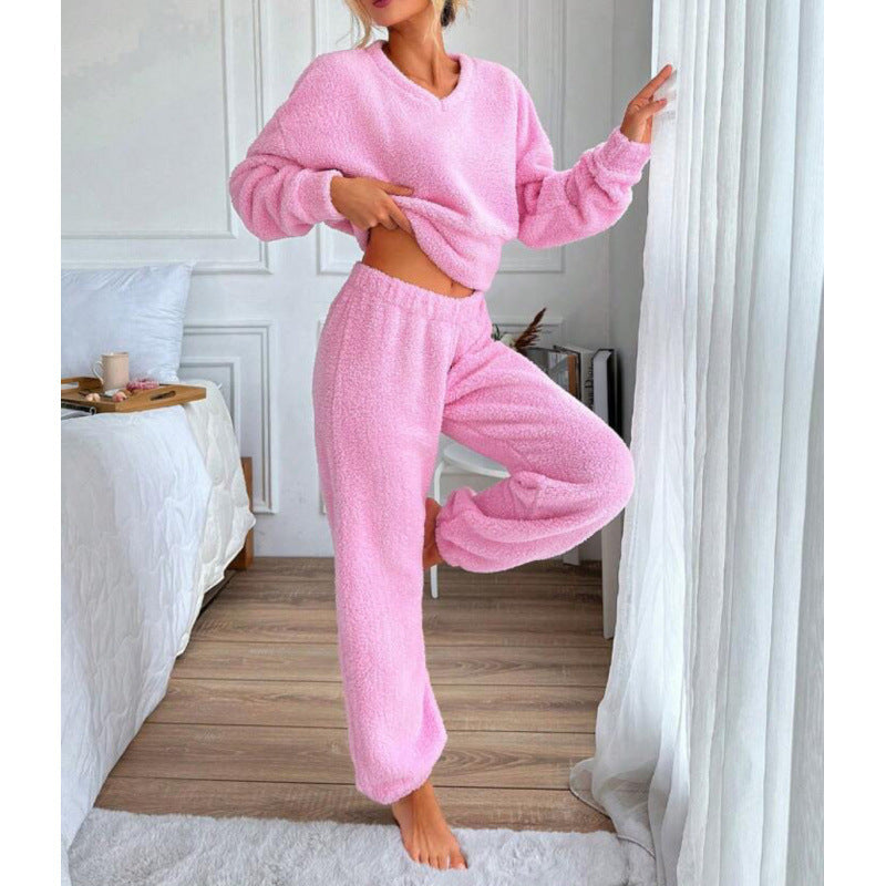 Dames Ensemble de lounge en polaire douillet avec taille élastique Chic und Stil