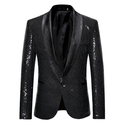 Dames Bl sparkling blazer avec revers noir Chic und Stil