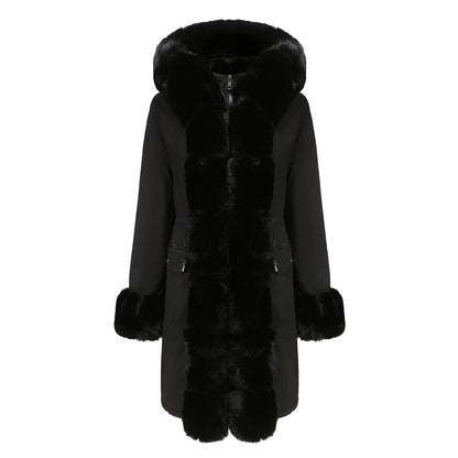 Dames élégante Parkajacke avec luxueux garniture en fausse fourrure Chic und Stil