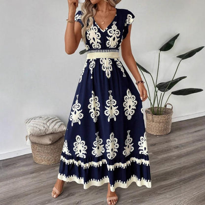 Robe maxi à décolleté en V brodée pour femmes Chic und Stil