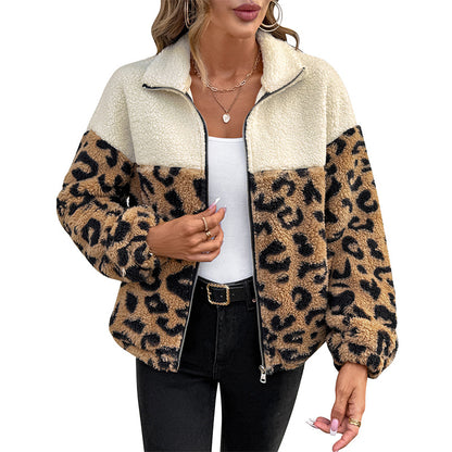 Dame teddy jacket avec motif léopard Chic und Stil