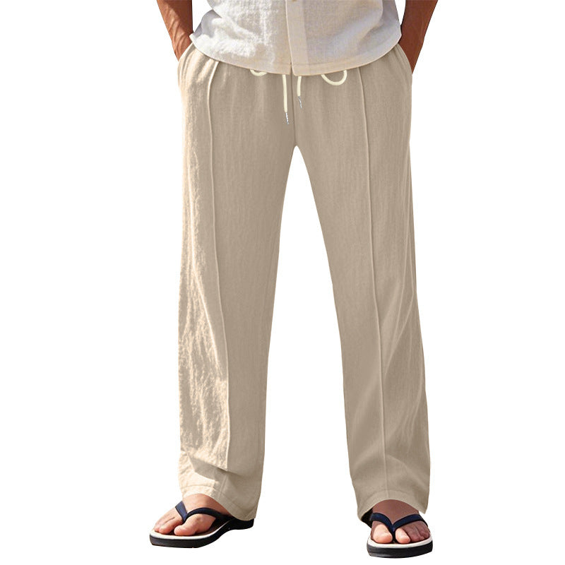 Casual linen pants for men with elastic waist and large side pockets Chic and Style