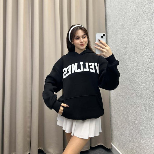 Dames Hoodie avec grand logo et poche kangourou Chic und Stil