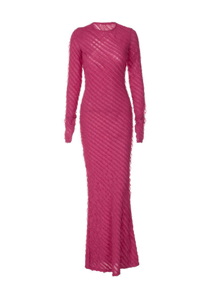 Robe maxi à manches longues pour femmes avec des détails transparents raffinés et une coupe flatteuse Chic und Stil