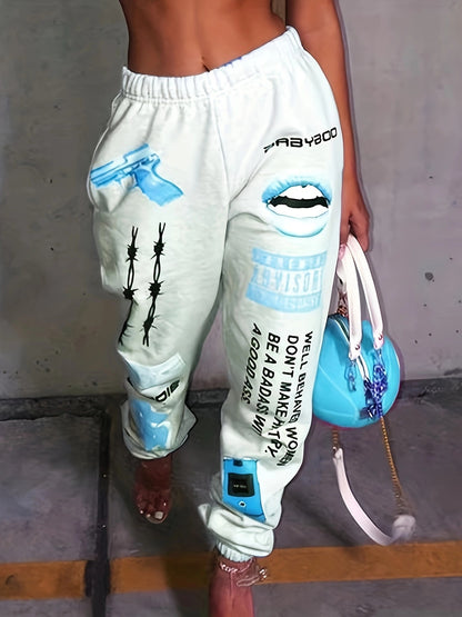 Casual sports pants for women with striking prints and a chic and stylish graphic design
