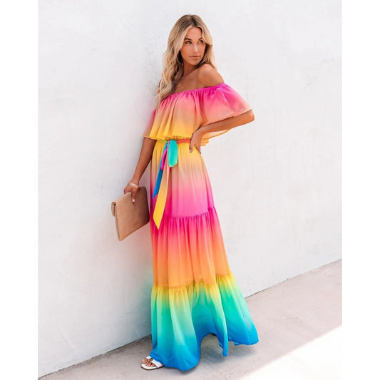 Robe maxi à épaules dénudées à volants Chic und Stil