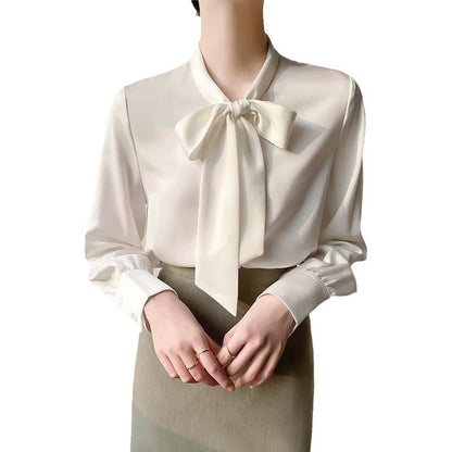 Chemisier en satin à noeud pour femme Chic und Stil