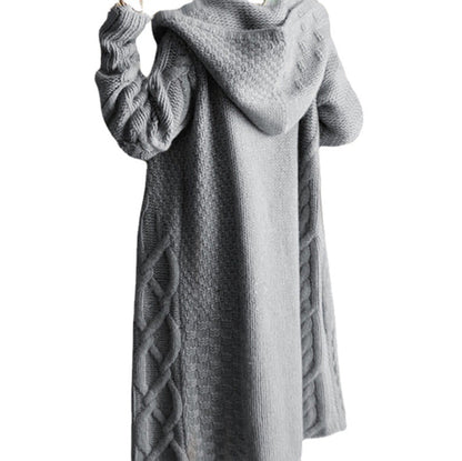 Women's knitted coat with hood and twisted pattern Chic and Style