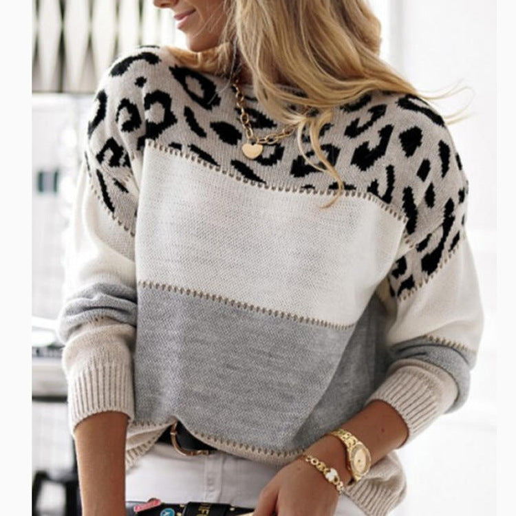Pull oversized pour dames avec motif léopard Chic und Stil