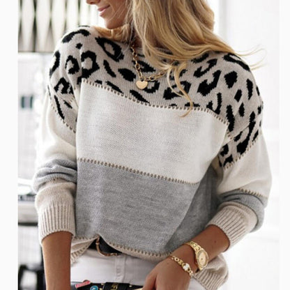 Pull oversized pour dames avec motif léopard Chic und Stil