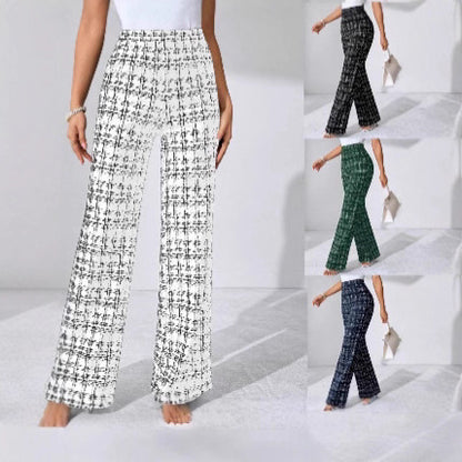 High-waisted Palazzo pants for women with textured plaid pattern Chic und Stil