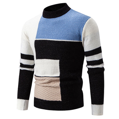 Pull moderne pour hommes avec design de blocs de couleurs texturés Chic und Stil