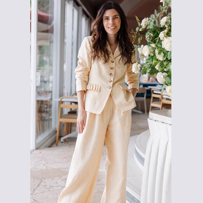 Elegant suit set for women with fitted jacket and wide-leg pants Chic and Style