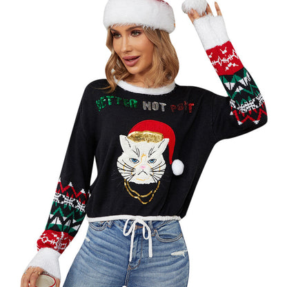 Dame pull de Noël amusant avec motif de chat Chic und Stil