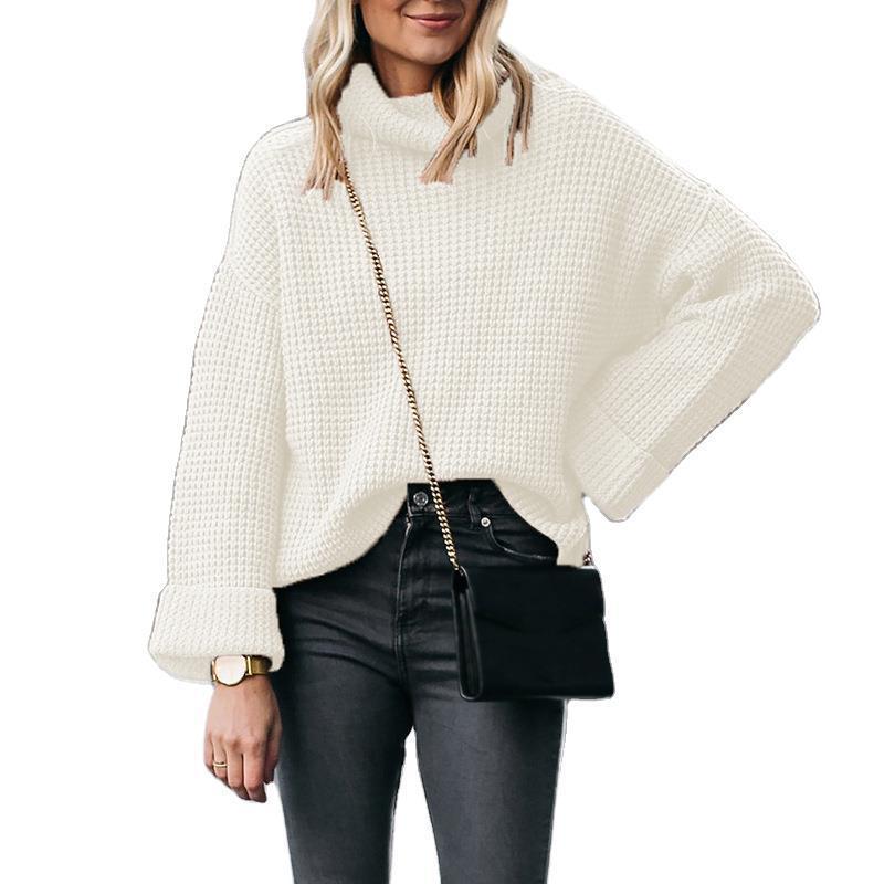 Pull en tricot oversize pour femmes avec col haut et motif en nid d'abeille structuré Chic und Stil