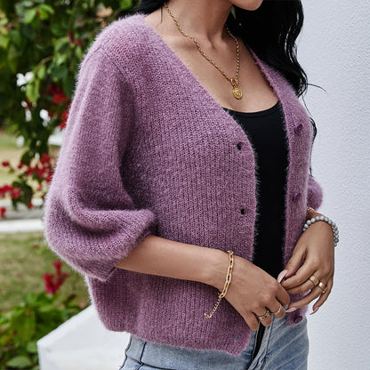 Dames cardigan en tricot à manches courtes tendance avec détails de boutons Chic und Stil