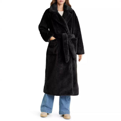 Ladies Long Cozy Robe with Belt and Pockets Chic and Style