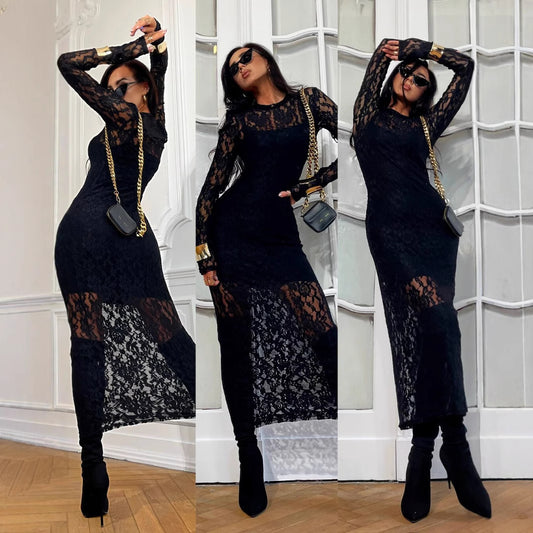 Robe midi élégante en dentelle Chic und Stil