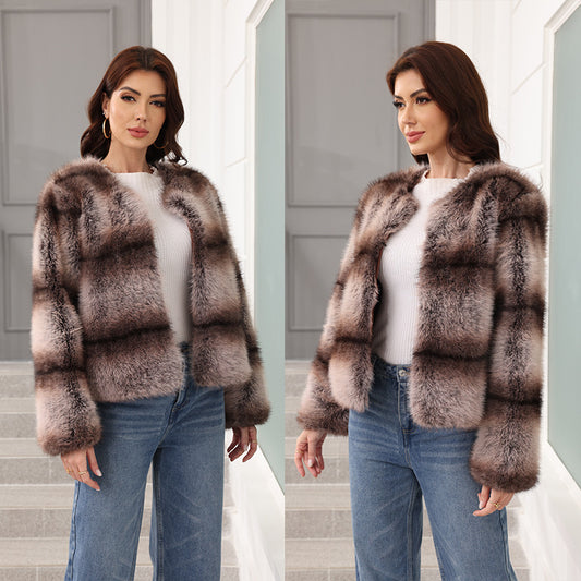 Femmes Veste en fausse fourrure élégante et chaude Chic und Stil