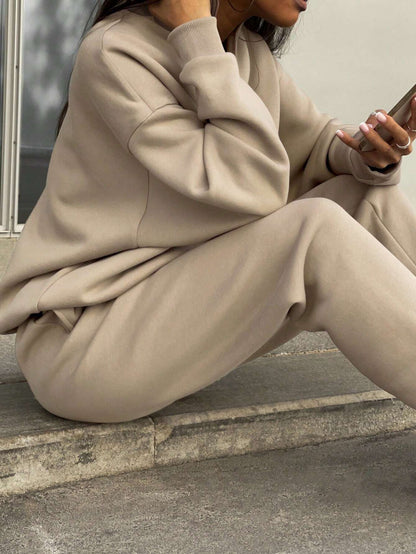 Dames ensemble sweat à col montant de haute qualité avec fermeture éclair Chic und Stil