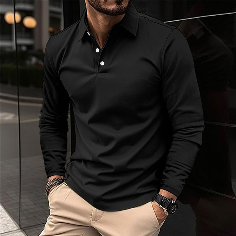 Men's Long Sleeve Polo with Modern Collar and High Quality Cotton Chic and Style