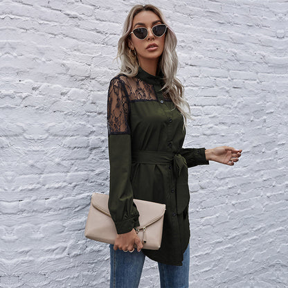 Robe chemise femme avec épaules en dentelle Chic und Stil