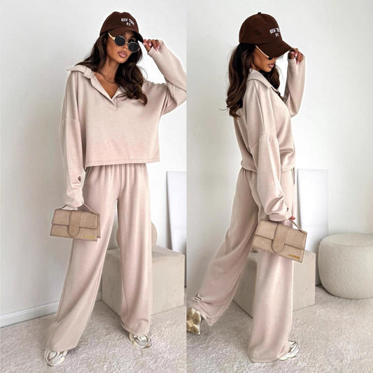 Robe-pantalon polo décontractée pour femmes avec col montant et coupe ample Chic und Stil