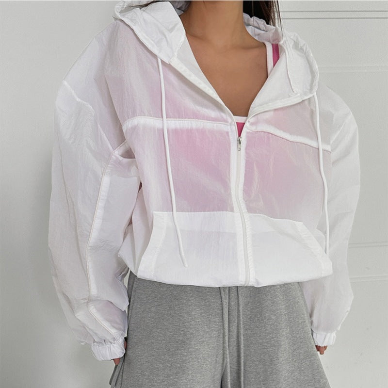 Veste coupe-vent légère pour femme avec capuche et poche kangourou Chic & Stil