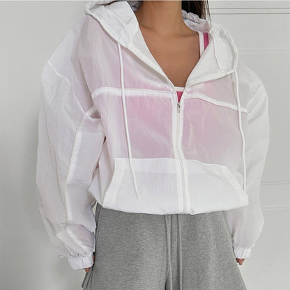 Veste coupe-vent légère pour femme avec capuche et poche kangourou Chic & Stil